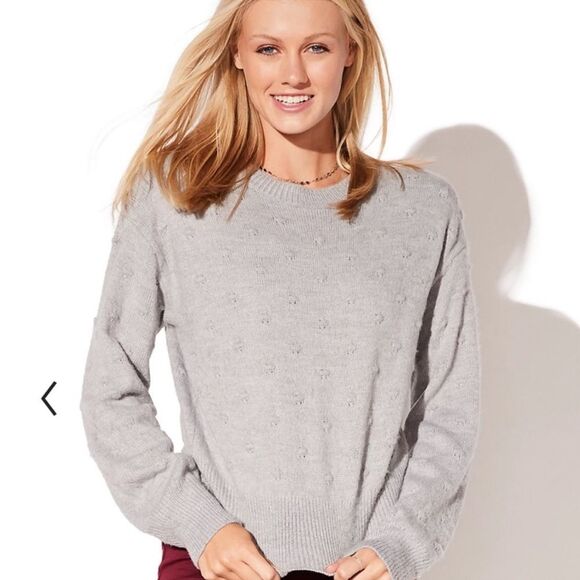 VYLETTE SWEATER MOTHER SMALL JR GRAY BAUBLE STITCH POM POM SOFT CLASSIC. - Picture 1 of 10